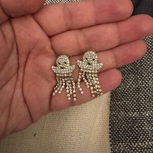 Jcrew ghost Gold Crystal Dangle Earrings
